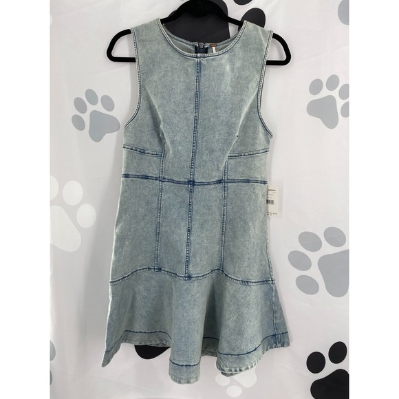 J Crew Size 16 Dark denim Cotton Blend Sleeveless Back Zip Round Neck Dress  Free People | Dresses | Free People Nwt Alex Denim Mini Dress ...